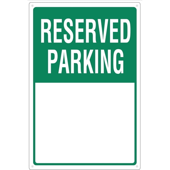 8x12 Inch Metal Blank Reserved Parking Sign Write-On Weatherproof Fade-Resistant Indoor Outdoor Green White