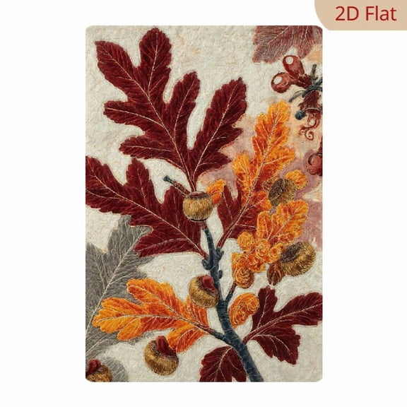 8x12 Inch Metal Wall Art, Fall Autumn Season Decor Featuring Oak Leaves and Acorns Print, Rustic Harvest Theme Rectangular Metal Sign 1pc for Home Living Room Office
