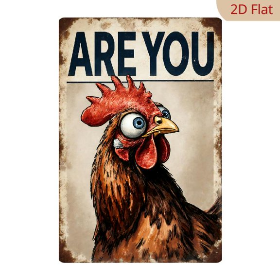 8x12 Inch Metal Wall Art, Funny Rooster Graphic Retro Decor 1pc for Farmhouse Kitchen Cafe Bar and Home Decoration