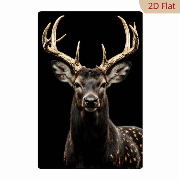 8x12 Inch Metal Wall Art, Majestic Deer Portrait with Antlers on Black Background, Rustic Animal Theme Decor 1pc for Bedroom Living Room Office Wall Decoration
