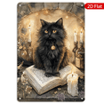 8X12 Inch Metal Wall Art Mystical Black Cat With Books Photo Inspiration