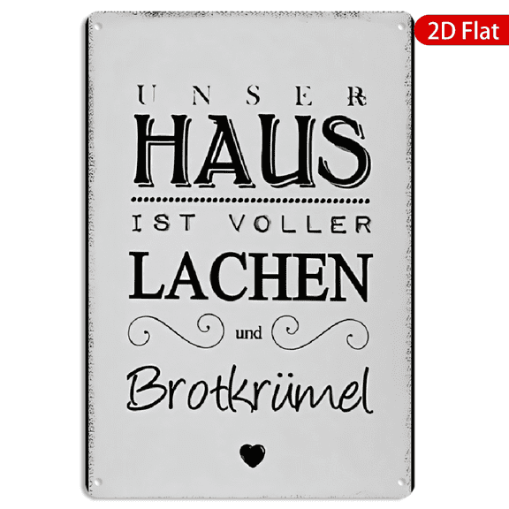 8x12 Inch Metal Wall Art Rectangular Vintage German House Quote Sign Our House Is Full Of Laughter And Bread Crumbs Tin Style Home Kitchen Decor 1pc