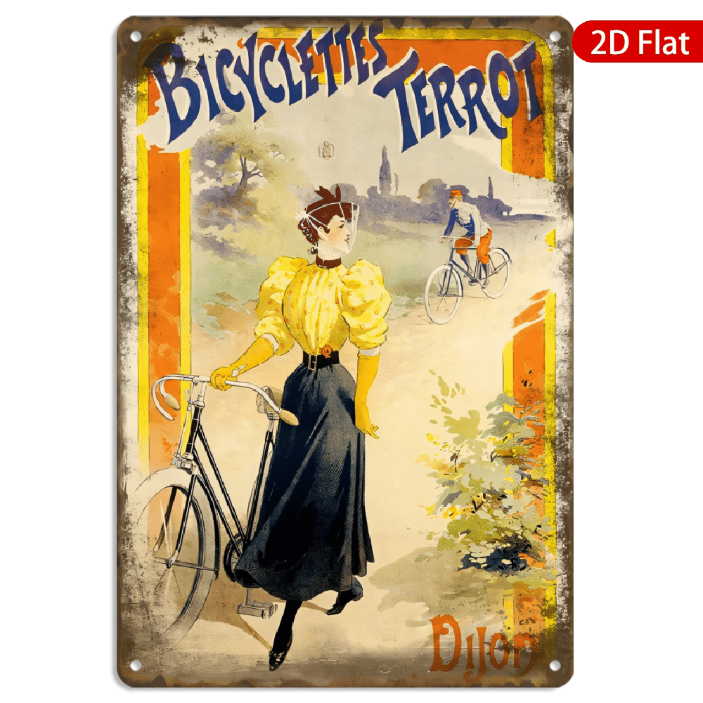 8x12 Inch Metal Wall Art, Vintage Bicyclettes Terrot Cycling Poster ...