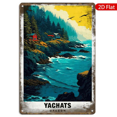 8x12 Inch Metal Wall Art, Vintage Yachats Oregon Coastal Scenery with Rugged Cliffs and Pacific Ocean View, Weathered Style Decorative Sign for Home Office Decor 1pc price history and forecast - Unbranded