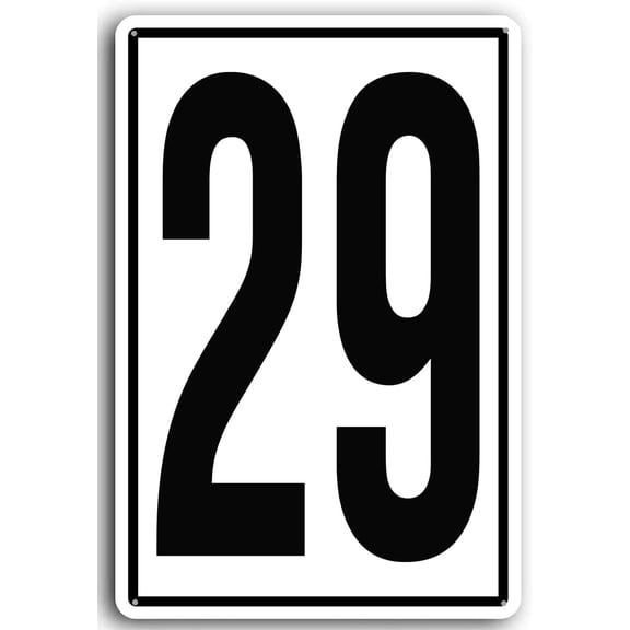 8x12 Inch Number Sign 29 Metal Numbered Signs Parking Lot Number Sign for Yard Outdoor Use, Parking Lots, Floor and Public Spaces, Weather Resistant, Waterproof, White