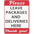 thumbnail image 1 of 8x12 Inch Please Leave Packages And Deliveries Here Metal Sign Package Wall Decor For Indoor Outdoor Use For Front Door Business Package Delivery Sign, 1 of 6