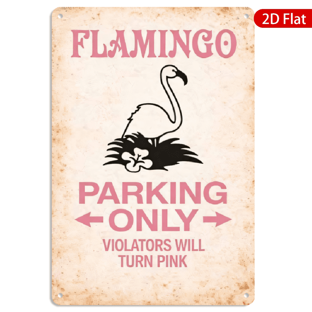 8x12 Inch Rectangular Metal Wall Art, Flamingo Parking Only Retro ...