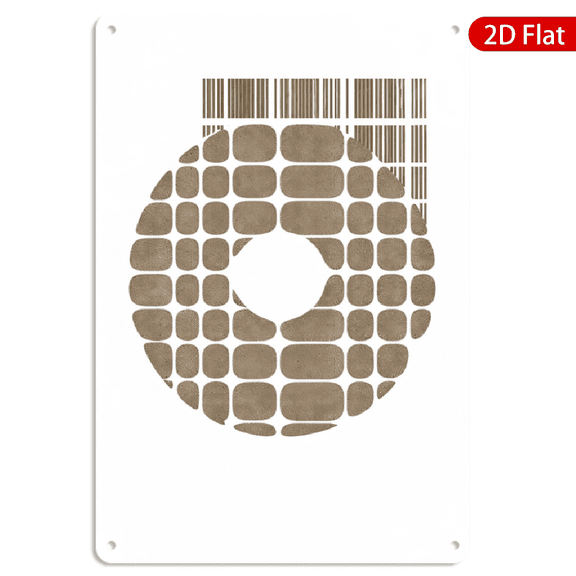 8x12 Inch Rectangular Metal Wall Art, Retro Cork Texture Number 6 With Barcode Style Rustic Decor 1pc for Home Kitchen Living Room
