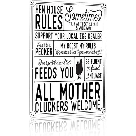 8x12 Inch Retro Chicken Rules Sign Hen House Rules My Roost My Rules Vinatge Metal Sign Used For Farmhouse Barn Hen Porch Coop Outdoor Decor Tin Sign Wall Plaque