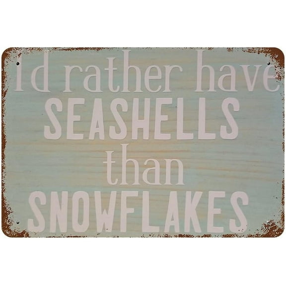 8x12 Inch Retro Metal Sign Vintage Tin Sign Beach Wall Decor For Bathroom,Rustic Shells And Starfish,Ocean Theme Coastal Decorations For Home Or Beach House Beachy Sign, Beach Sign,Summer Sign