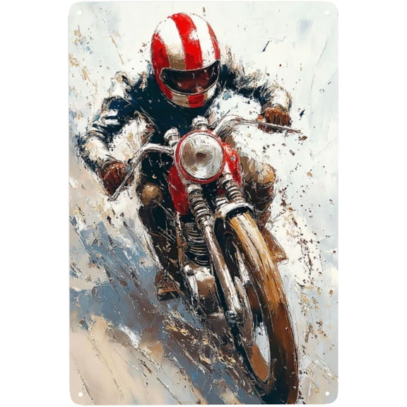 8x12 Inch Retro Motorcycle Painting Metal Tin Sign Chic Artistic Tinplate Poster Plaque Wall Art For Bar Tavern Decor