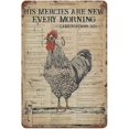 thumbnail image 1 of 8x12 Inch Rooster Chicken Metal Tin Sign His Mercies Are New Every Morning Retro Tin Poster Decorations Vintage Chic Wall Decor For Home Yard Garden Party Garage Bar Plaque Rooster Kitchen Decor, 1 of 6