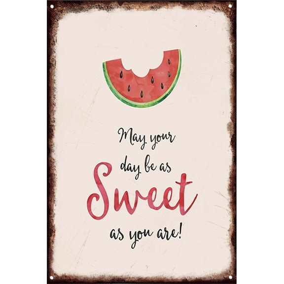 8x12 Inch Summer Watermelon Wall Art May Your Day Be Sweet Home Decor Funny Retro Wall Art Sign Vintage Wall Coffee & Bar Kitchen Office Shop Home Bathroom Movie Wall Decor Sign Art Poster Gift.