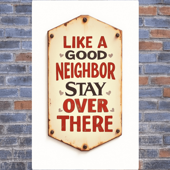 8x12 Inch Tin Sign - Good Neighbor Message Design, Perfect for Wall, Bar, Outdoor Decor - High - Quality Tin Signs
