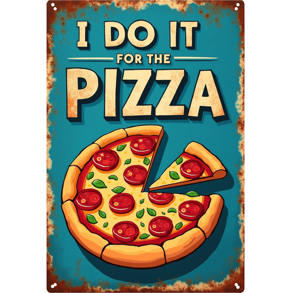 8x12 Inch Tin Sign - I DO IT FOR THE PIZZA Design, Perfect for Wall, Bar, Outdoor Decor - High - Quality Tin Signs
