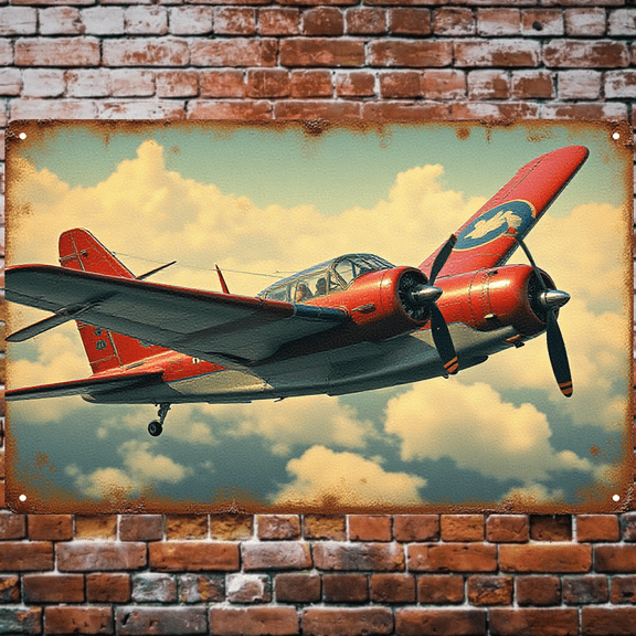 8x12 Inch Tin Sign - Red Airplane Design, Perfect for Wall, Bar, Aviation - themed Decor - High - Quality Tin Signs