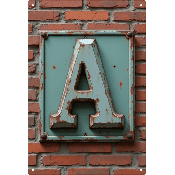 8x12 Inch Tin Sign - Rustic Green Letter A Design, Perfect for Wall, Bar, Outdoor Decor - High - Quality Tin Signs