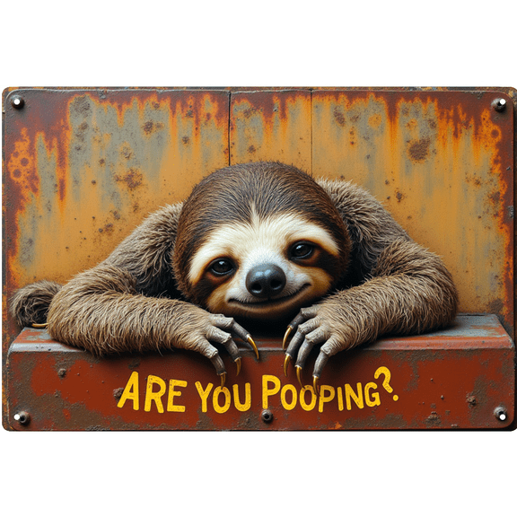 8x12 Inch Tin Sign - Sloth with "ARE YOU POOPING?" Design, Perfect for Wall, Bar, Outdoor Decor - High - Quality Tin Signs