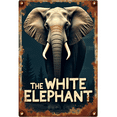 thumbnail image 1 of 8x12 Inch Tin Sign - THE WHITE ELEPHANT Design, Perfect for Wall, Bar, Outdoor Decor - High - Quality Tin Signs, 1 of 4