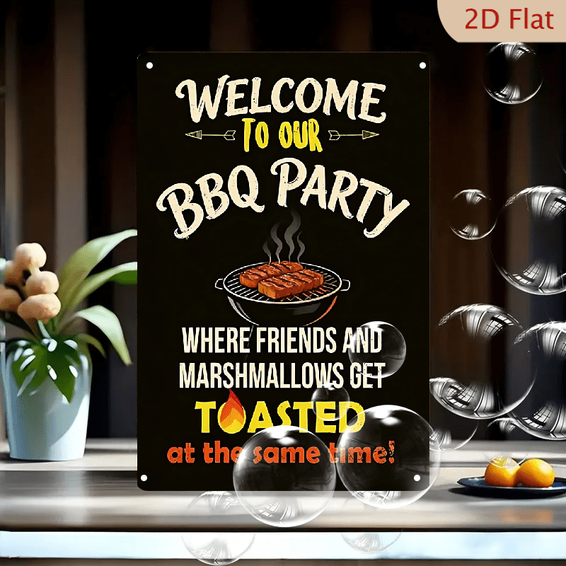 8x12 Inches BBQ Party Sign Metal Wall Art, Funny Toasted Ribs Grill ...