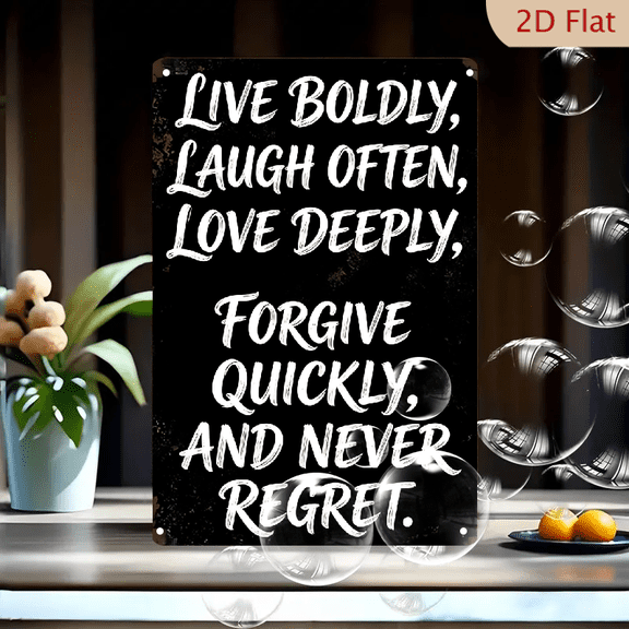 8x12 Inches Motivational Quote Wall Art, Bold White Hand-Drawn Lettering on Textured Black Background, Inspirational Metal Tin Sign for Home Decor