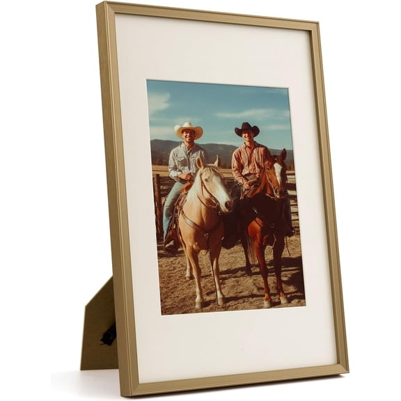 8x12 Metal Picture Frame with Mat for 6x8 Print, Antique Brass