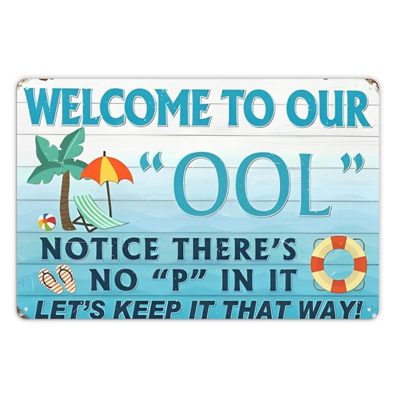 [8x12 Metal Wall Art] 8x12 Inches Funny Metal Wall Art Sign - Relaxing Beach Design with Palm Trees & Life Preserver | Perfect for Poolside, Patio, or Outdoor Summer Decor, Beach Theme Decor