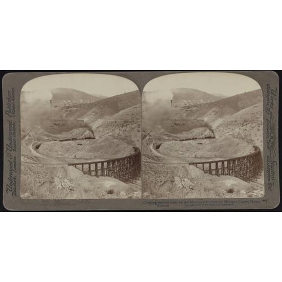 8x12 Photo-Climbing last loop,mountain railway to Morenci Copper Mines,Arizona,AZ,c1903