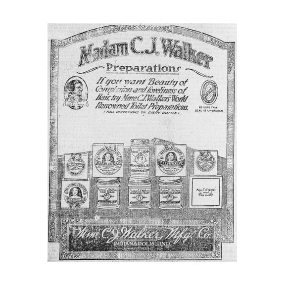 8x12 Photo-Madam C.J. Walker--Preparations,1920,Advertisement,cold cream,complexion product