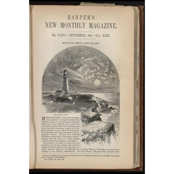 8x12 Photo-Montauk Point lighthouse,Long Island,NY,1871,Harper's