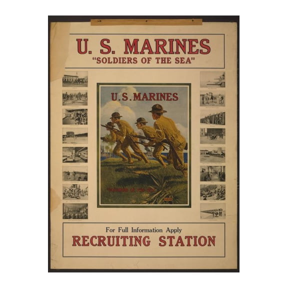 8x12 Photo-US Marines,Soldiers of the Sea,1914-1918,WWI,Recruitment Poster Photo,Military