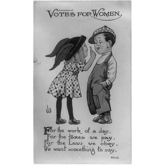 8x12 Photo-Votes,women,Suffrage,girl,boy,work,taxes,pay,laws,obey,say,postcards,c1913