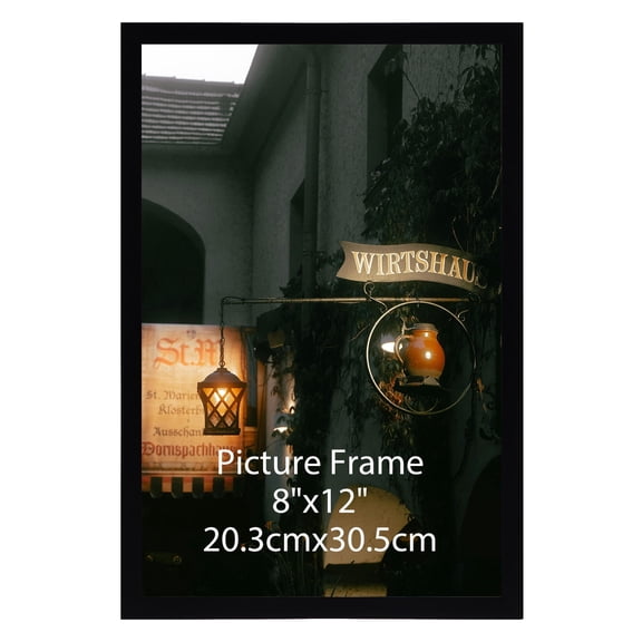 8x12 Picture Frame, Black 8 by 12 Poster Frame for Wall or Tabletop Display