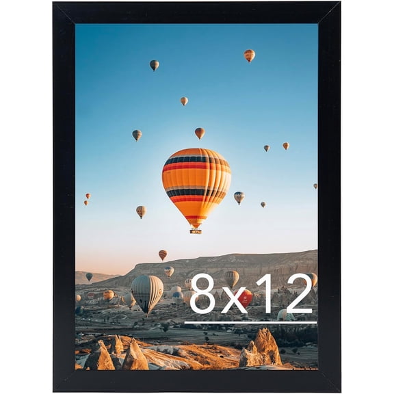 8x12 Picture Frame Black for Wall Hanging or Tabletop, Wall Mounting Horizontally or Vertically, 8 x 12 Wall Gallery Poster Photo Frame with Shatter Resistant Plexiglass, Black