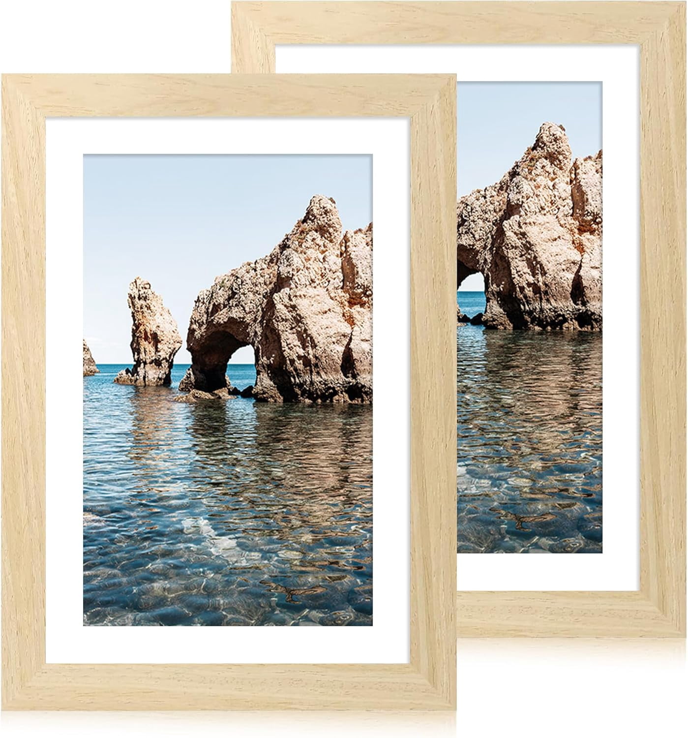 8x12 Picture Frame Set of 2, Wood Photo Frame with HD Glass - Display ...