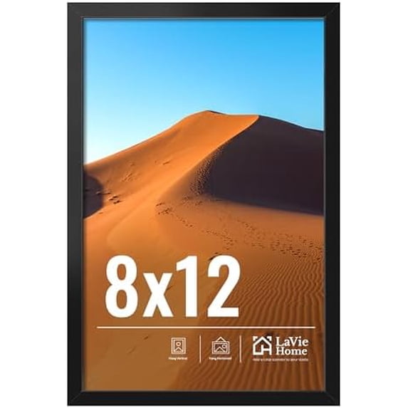8x12 Picture Frame for Wall Display, 8x12 Black Picture Frame with HD ...