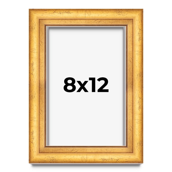 8x12 Shadow Box Frame Gold | 1.75 Inches Deep Real Wood Traditional Shadowbox Display Frame | UV