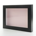 thumbnail image 1 of 8x12 Shadow Box Frame Gray Stained Real Wood with a Pink Acid-Free Backing | 3/4" of Usuable Depth, 1 of 7