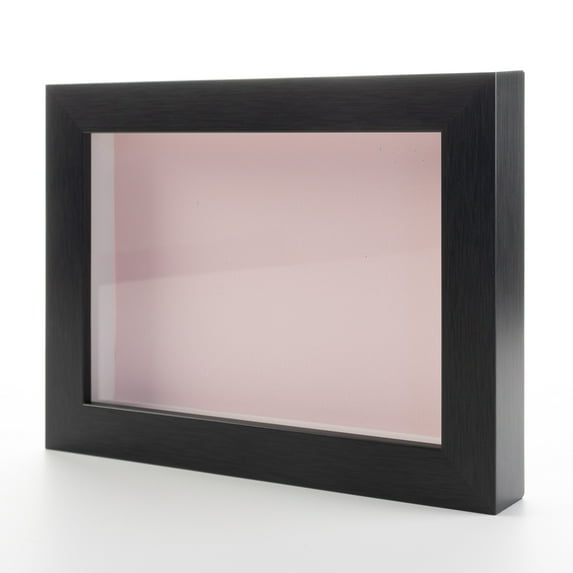 8x12 Shadow Box Frame Gray Stained Real Wood with a Pink Acid-Free Backing | 3/4" of Usuable Depth