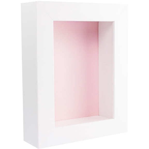 8x12 Shadow Box Frame In White With A 1 3/4" Usable Depth Includes Light Pink Acid-Free Backing, UV
