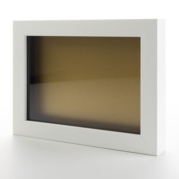 8x12 Shadow Box Frame Painted White Real Wood with a Gold Acid-Free Backing | 3/4" of Usuable Depth