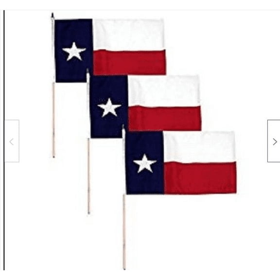 8x12 Texas State Whole Sale Lot of 3 Stick Flags 8"x12" w/ stick