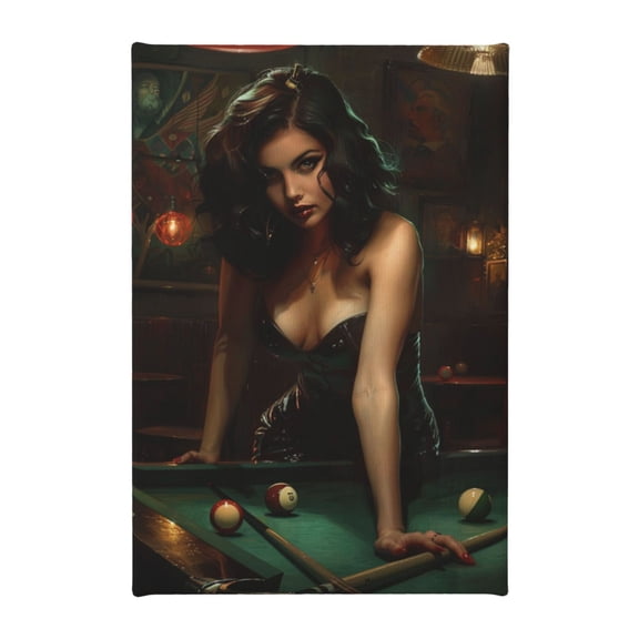 8x12 inch Art Paintings For Wall Charm Billiards Table Woman,Billiards Hall Decor Accessory,Classic Billiards Woman Decor Canvas Painting Poster,For Bar,Cafes,Billiards Arena,Bathroom Decor