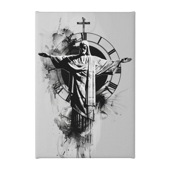 8x12 inch Art Paintings For Wall God And Clock,Man Cave,Living Room,Hotels Wall Decor Canvas Wall Art,Modern Art God And Clock Charm Oil Paintings On Canvas,For Believer Gift,Prayer Room,Bar