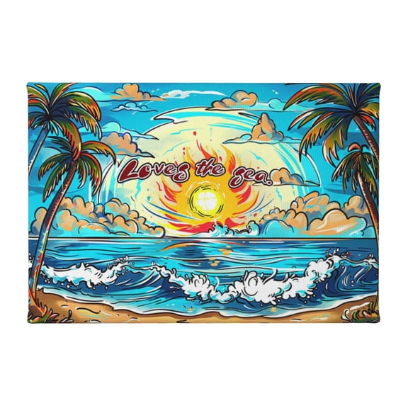 8x12 inch Bathroom Wall Decor 'Loves The Sea' Slogan Beach & Sun Painting Canvas,Home Decor Bathroom Accessory,Exquisite Bedroom,Study,Bathroom Wall Decor Art Prints,Modern Style Paintings