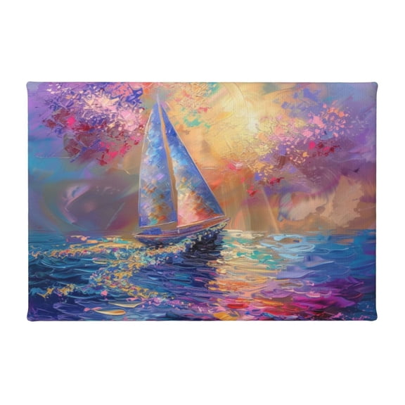 8x12 inch Bedroom Wall Decor Sailboats & Setting Sun Frameless Canvas Painting,Indoor Bathroom Home Wall Art Prints Decor,Villa Yard Swimming Pool Decor Poster,Modern Art Sailboats Paintings