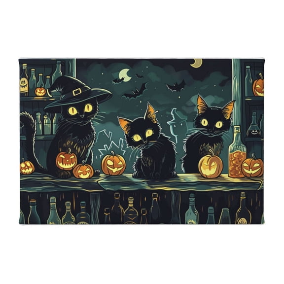 8x12 inch Black Cat In The Tavern Canvas Frameless Picture,Cafes,Bar,Tavern,Lounge Wall Decor Poster Painting,Modern Art Black Cat In The Tavern Canvas Prints,Funny Festival Decoration Gift