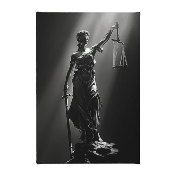 8x12 inch Black & White Canvas Hanging Picture Goddess Of Justice,Woman Cave,Studio,Cafes Wall Decor Canvas Painting,Classic Goddess Of Justice Oil Painting Canvas Wall Art,For Lounge,Cafes