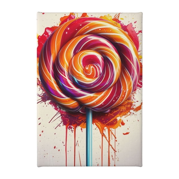 8x12 inch Canvas Frameless Hanging Picture Red Lollipop,Candy Store Painting Decor Accessory,Candy Store,Children'S Room,Cafes,Study Wall Decor Art Paintings Canvas,For Candy Enthusiast Gift
