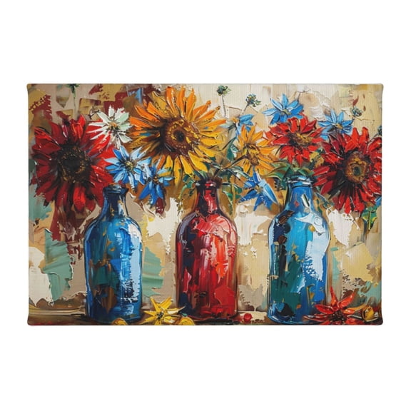 8x12 inch Canvas Frameless Painting Colorful Flower Vase,Garden Yard Decor Canvas Art Poster,Home Decor Colorful Flower Vase Paintings Prints,For Flower Lovers Gifts,Garden,Florists,Bedroom